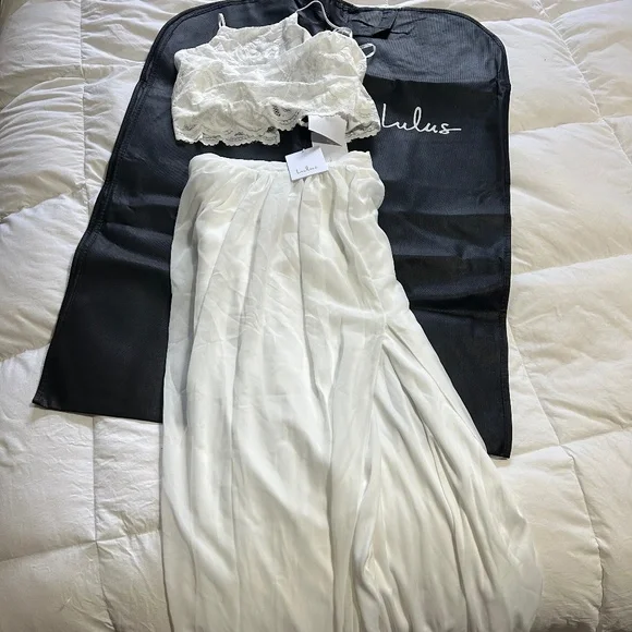 Midnight Memories Lulus Piece Dress Lulus Dresses Midnight Memories White  Lace Twopiece Maxi Dress